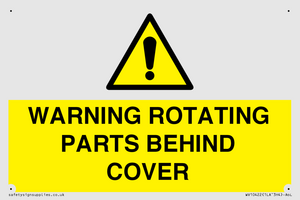 WARNING ROTATING PARTS BEHIND COVER